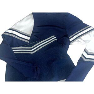 Teen Cheerleader Uniform Outfit Costume 28" Crop Top 24 Skirt Blue Halloween